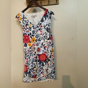 LOFT Red and Blue Sleeveless Sundress